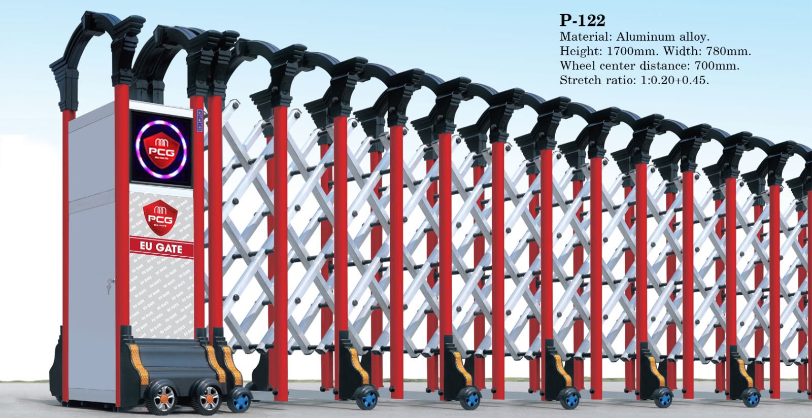 Cổng xếp hợp kim nhôm P-122